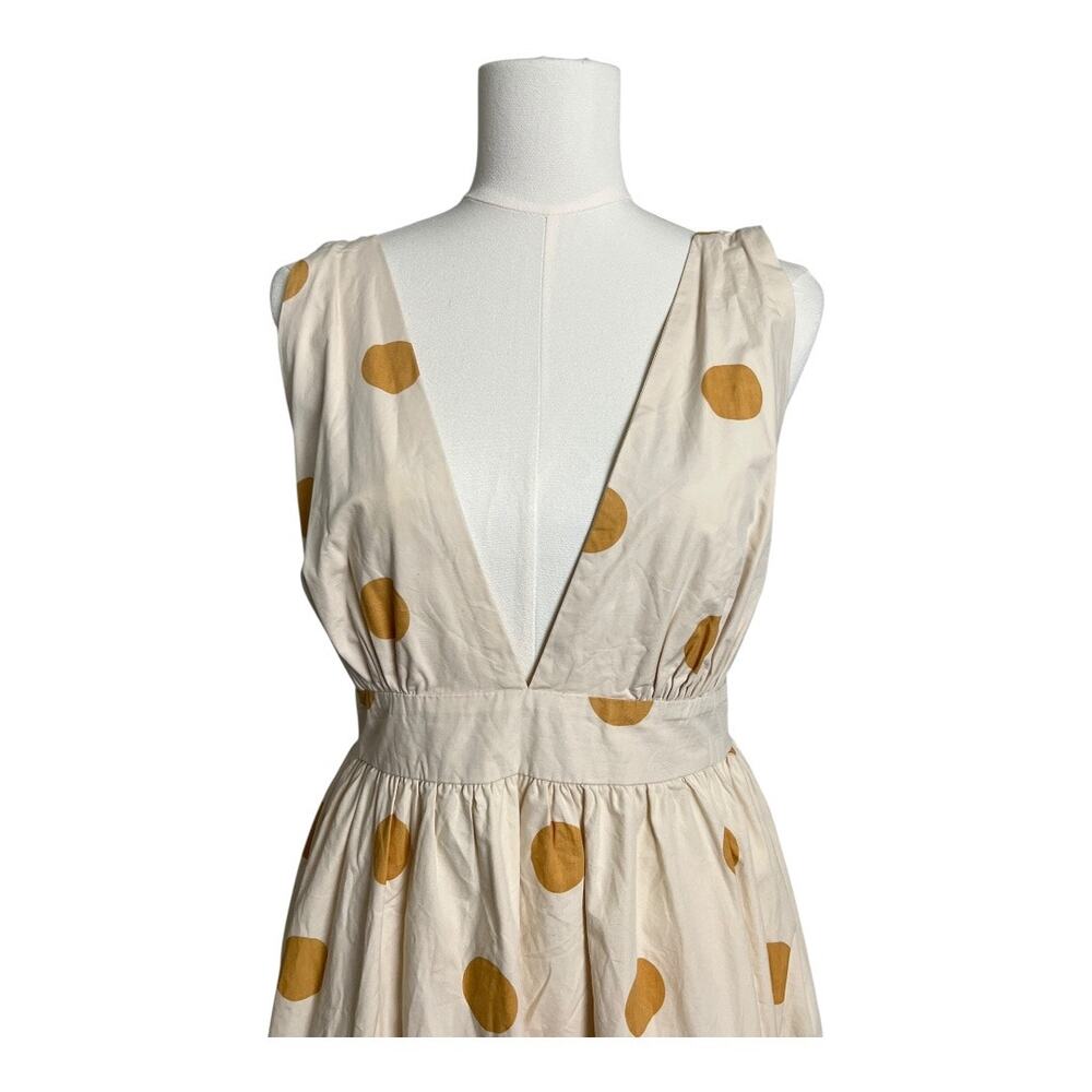 Petal & Pup Polka Dot Midi Dress Casual Plunge V-neck Full Skirt Medium Sundress - Picture 2 of 7